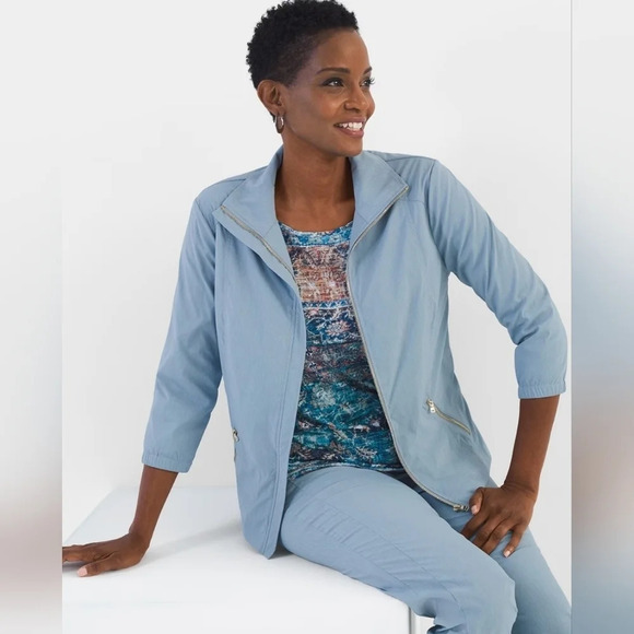 Chicos-3 Zenergy lightweight Zip up windbreaker jacket soft shell Packable XL - Picture 1 of 7